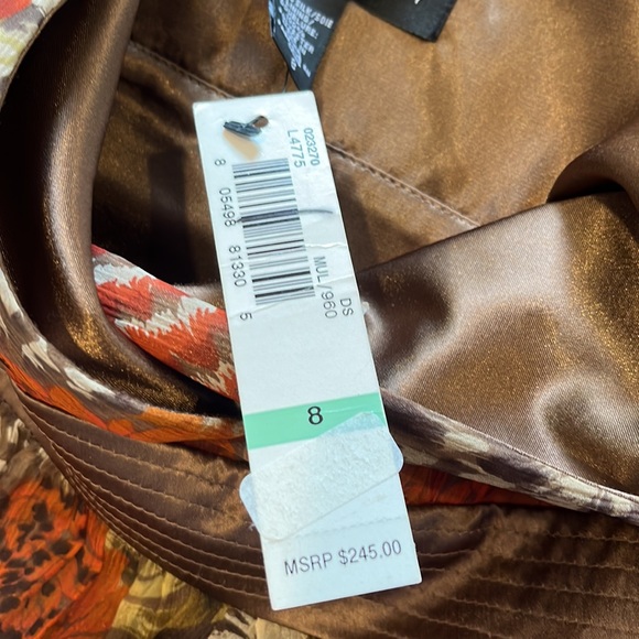 LAUNDRY BY SHELLI SEGAL 100% SILK SLEEVELESS AND FLORAL HALTER/COCKTAIL DRESS - Picture 7 of 8